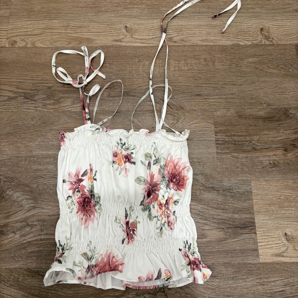 Floral White and Pink Women's Top